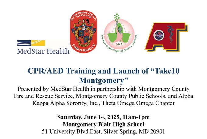 mcfrs's tweet photo. 📌HAPPENING NOW: Saving a life is IN your hands!
Got🔟minutes?
Stop by, learn Hands Only CPR, how to use an AED and what to do if someone is choking.
All part of Fire Chief Smedley's "Take10 Montgomery" initiative. #firstpreventers @mcfrs https://t.co/ujubsKmGL3