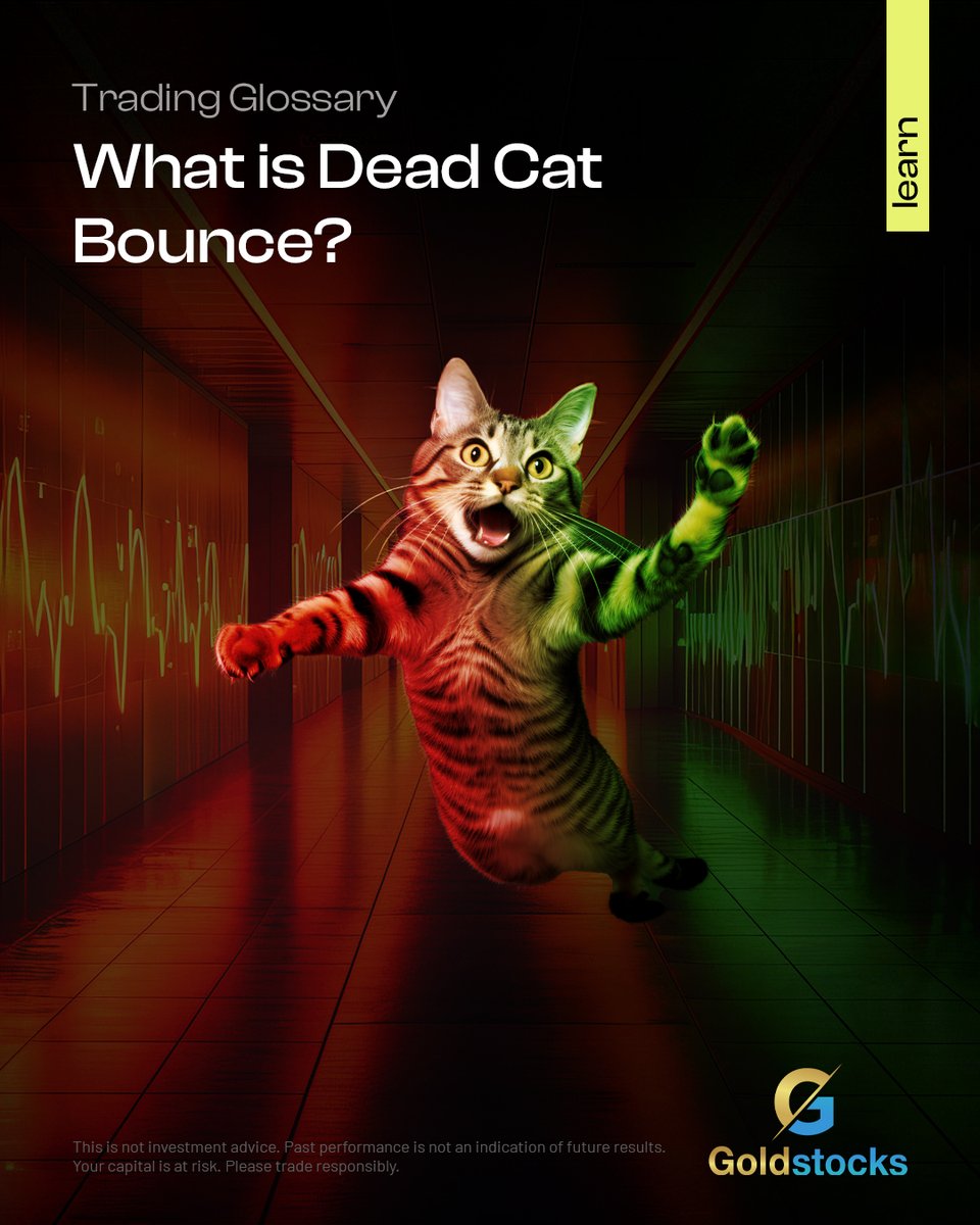 GoldStocksFX's tweet image. A Dead Cat Bounce is a short-lived recovery in the price of a falling asset, followed by continued decline. It looks like a rebound — but it’s actually a trap. 🪙📉
📉 Comes after a sharp drop
📈 Small bounce tricks traders
🔻 Followed by further losses
#TradingGlossary
