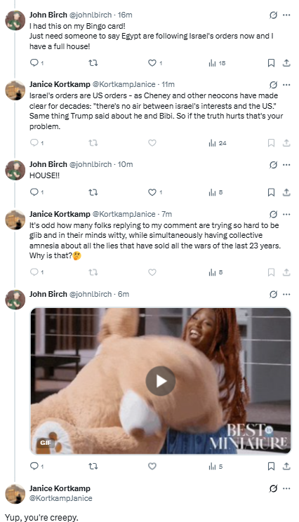 johnlbirch's tweet image. When you toss up a slow full toss and are surprised when it gets hit for six.
Almost as if they have never come across a British sense of humour before.
Thank you, @KortkampJanice - that was fun. Never thought you'd push it the whole way.