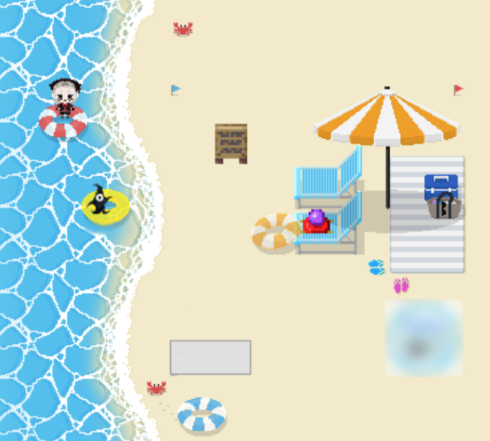 ビーチ綺麗... うきわ乗ってる監視者さん かわいい　#あ医師てるFes