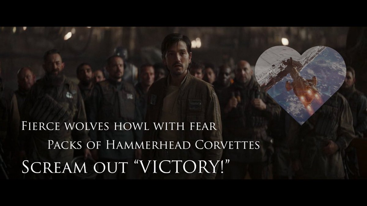 We capped this week’s discussion of ROGUE ONE (2016) by building themed haikus with <a href="/tonydwagner/">Tony Wagner</a>, one word at a time.

Like Exquisite Corpse, but with 5/7/5 syllables.

Here are the results.

Theme #1: Rebellion 🛠️