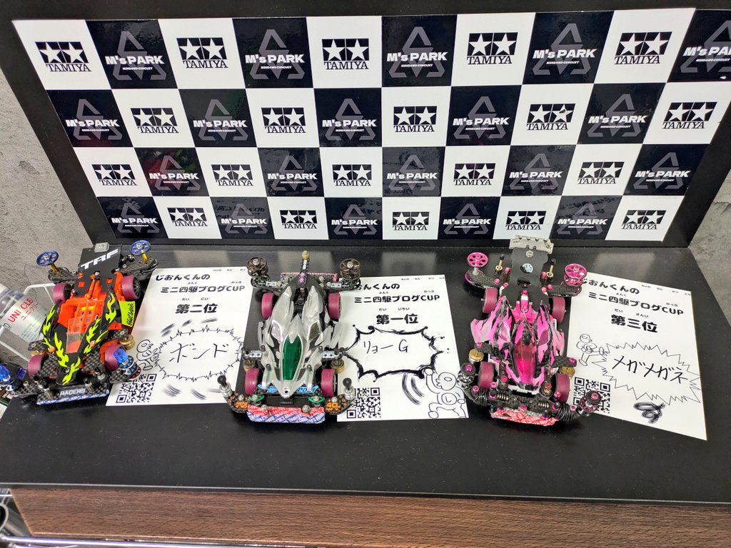 jojojojon0524's tweet image. 本日の
じおんくんのミニ四駆ブログCUP
結果はこちら!
優勝 リョーG選手
準優勝 ボンド選手
3位 メガメガネ選手
おめでとうございます!!!
詳しい内容は追って発表致します!
皆様。
本日は本当にありがとうございました!