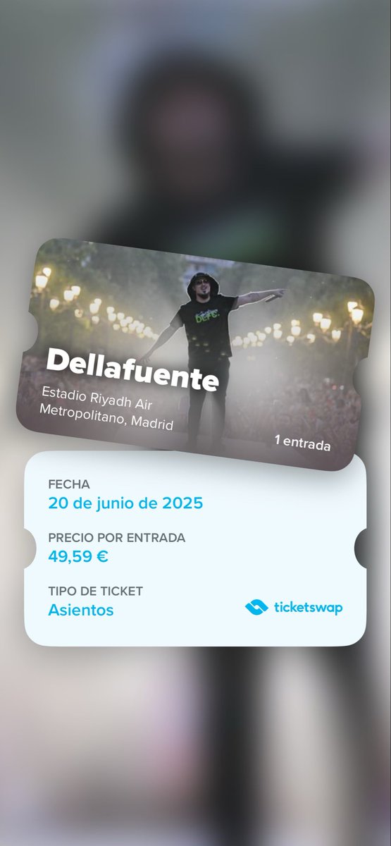vendo entrada dellafuente palco 69 20/6 
ticketswap.com/listing/dellaf…