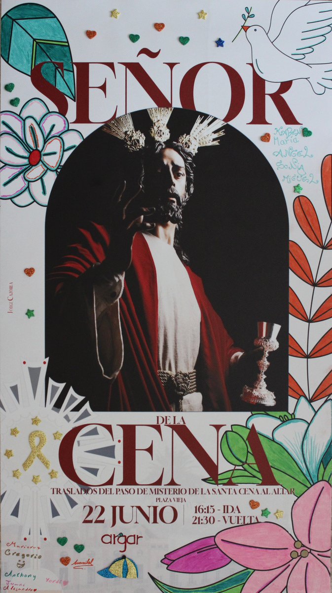 HdadCenaAlmeria's tweet photo. 🖼️ CARTEL DEL CORPUS CHRISTI 2025 | Este es uno de los carteles más especiales de nuestra historia, un diseño a partir de una fotografía de @jdcazorla, pintado y decorado por los niños de la Asociación de Padres de Niños con Cáncer de Almería, Argar.

https://t.co/IJD6B3FQTD https://t.co/QbCtBAKK2s