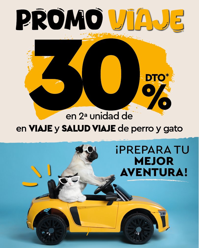 🐶 Prepárate para viajar con tu mascota.
En Guwa Ferial Plaza: 30% en la 2ª unidad en productos de viaje + Adaptil, Anxitane y Calmatonine.
Solo del 14 al 23 de junio. #FerialPlaza #MascotasFelices #ConectadosContigo