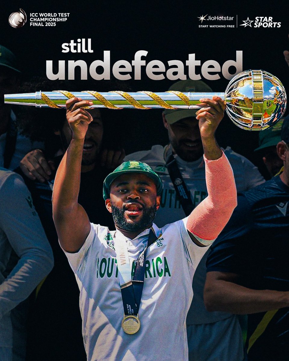 thesports_feed's tweet photo. TEMBA BAVUMA - STILL UNDEFEATED
#WTCFinal #TestCricket #AUSvsSA #ICC #WTC25 #WTC2O25Final #WtcFinal2025 #SouthAfrica #SAvsAUS #Markaram https://t.co/twf52b9Tin