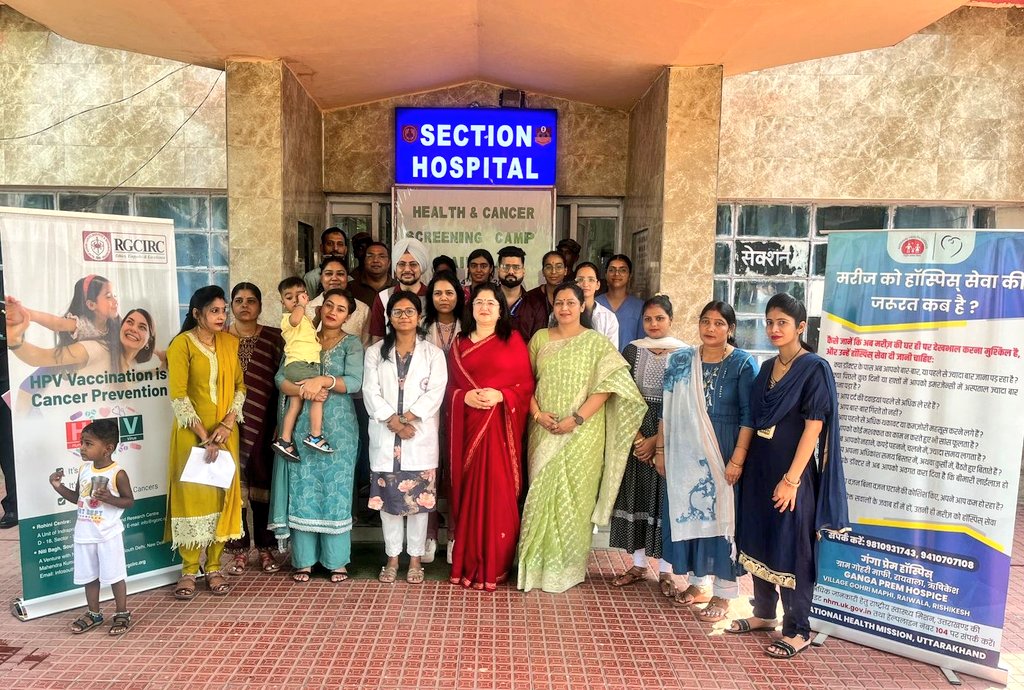 PRODefDehradun's tweet photo. #Garud_Gunners organised a #CancerScreeningCamp on 13–14 June at Raiwala in collaboration with Ganga Prem Hospice, Raiwala & Rajiv Gandhi Cancer Institute & Research Center (@rgcirc), New Delhi - a premier institute for cancer research, treatment and palliative care.
210 personnel & families of the station were screened by the  team of #specialists from RGCIRC for various types of Cancers like Cervical Cancer by conducting PAP Smear Test and also Breast Cancer & Oral Cancers.

#IndianArmy honours and cares for the strength behind our soldiers—*their families*.
#TogetherForSoldiers
#CancerAwareness #FWO

@SpokespersonMoD
@adgpi
@NorthernComd_IA
@OfficialAwwa 
@SanjaySeth
@DefenceMinIndia