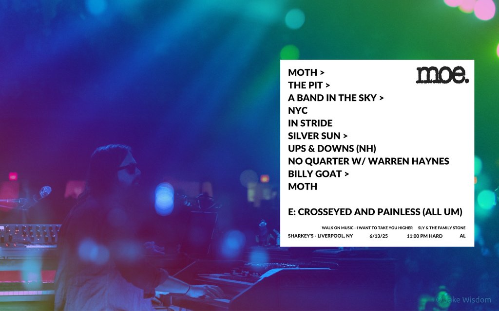 moeperiod's tweet photo. Setlist – Sharkey's 6/13/25 ☄️

📸 Jake Wisdom https://t.co/0yJaXS5uwd
