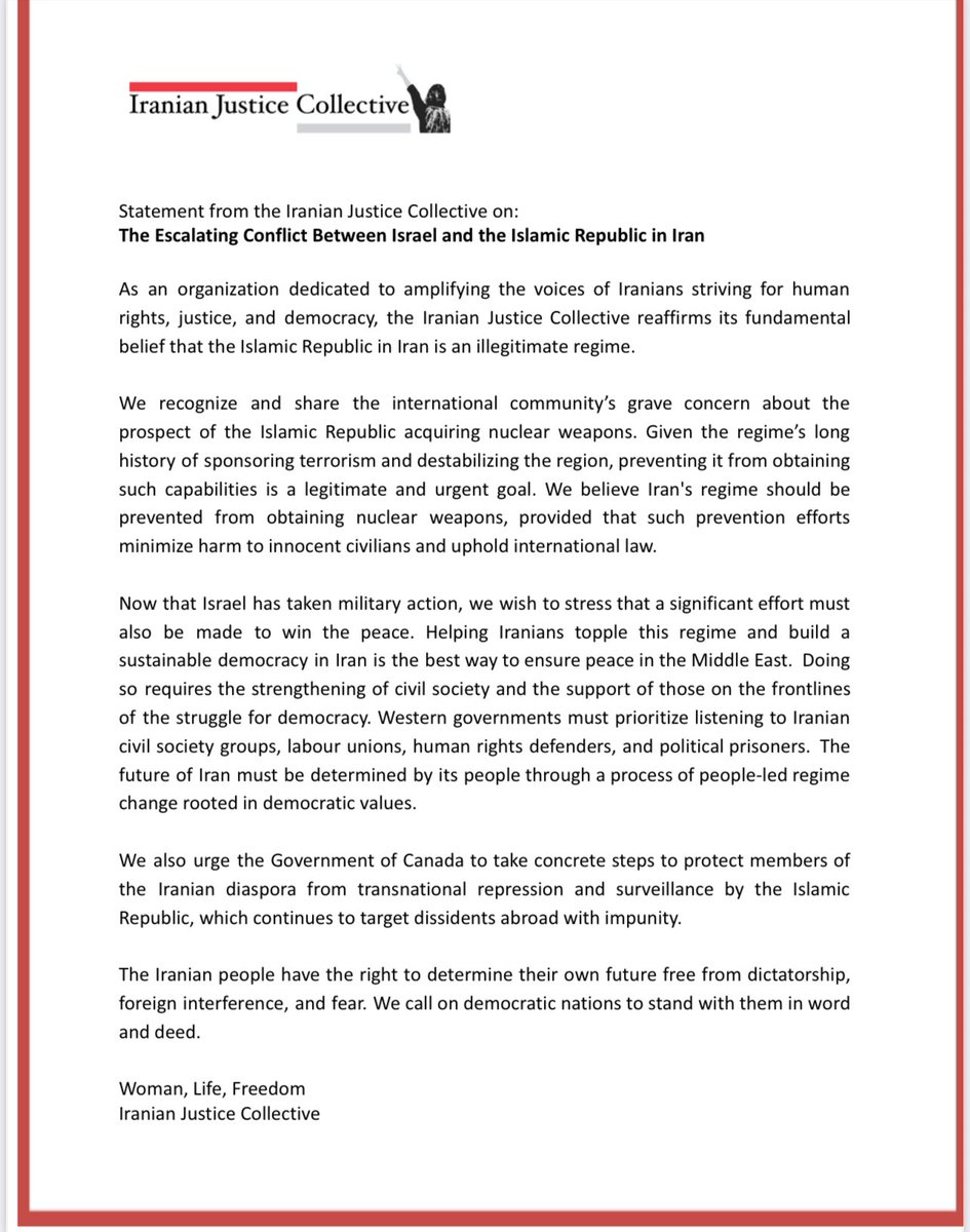 IJCollective's tweet image. We stand firmly for nothing less than peace, justice, and a democratic future for Iran.✌️🕊️
#زن_زندگی_آزادی