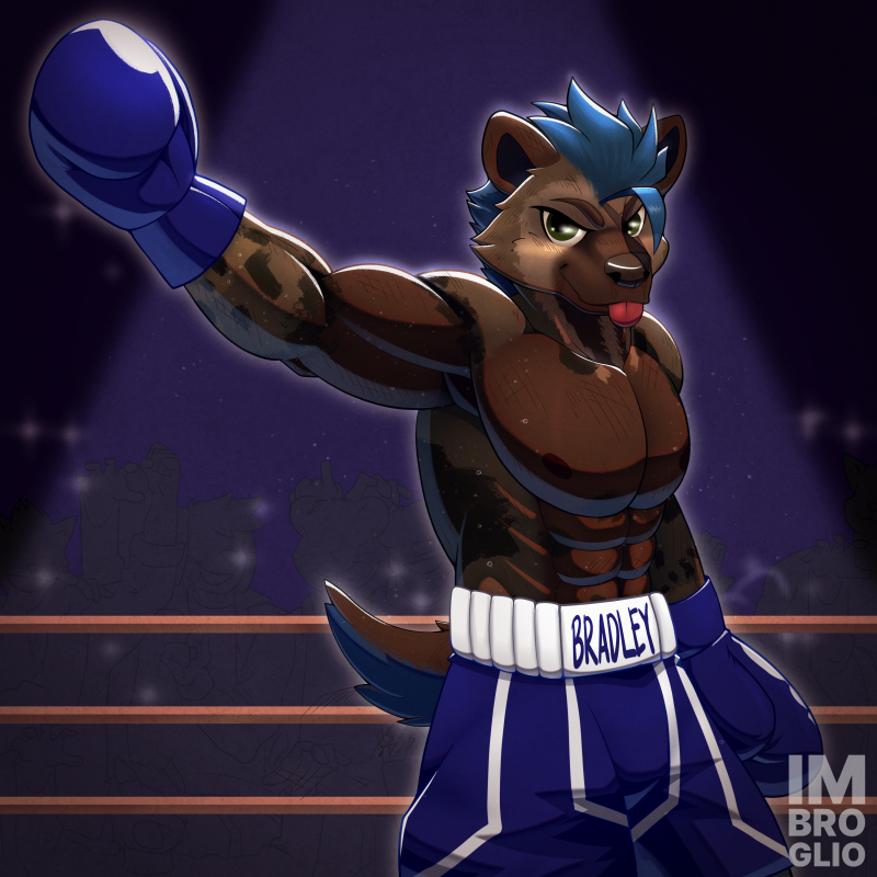 Eighth Victory YCH is Bradley! He's acting all cocky! Can someone wipe the smile out of this bearyena? Careful, he's tough as nails!