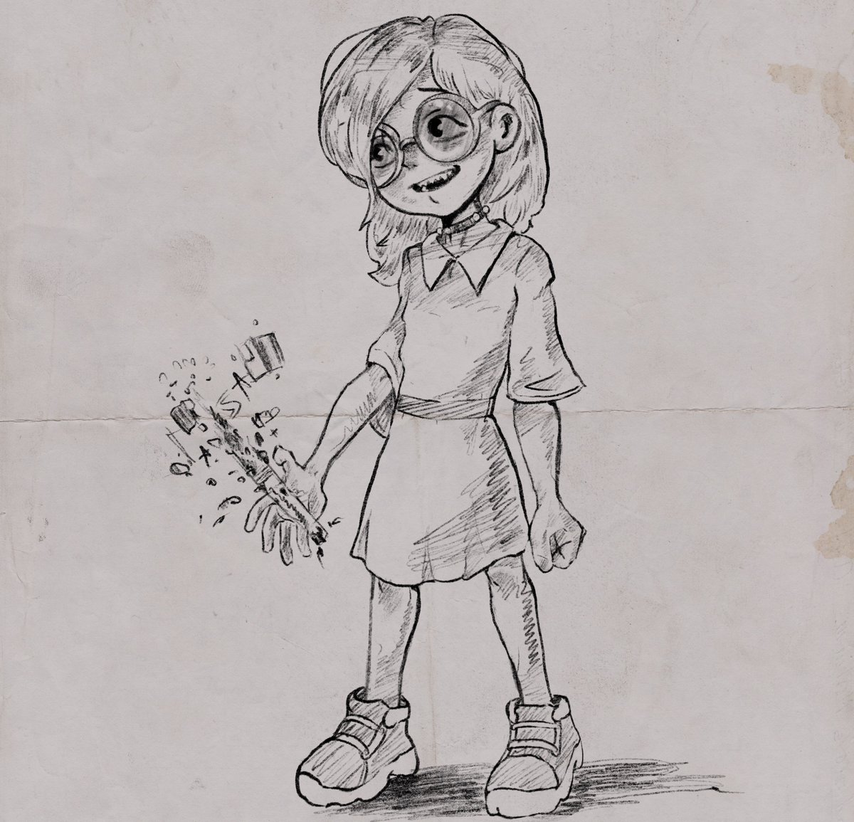 FEARprototype's tweet image. Turned one of my doodles into pixel art. Young Girl materializing something 🤷🏻?