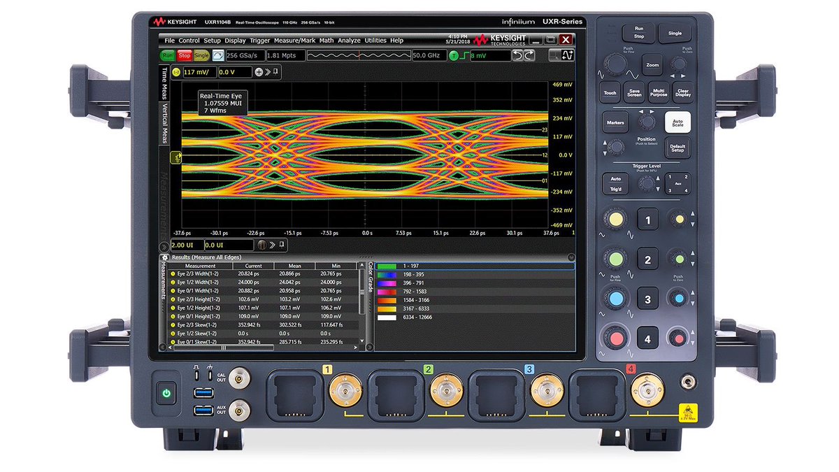 MehdiHacks's tweet photo. Keysight oscilloscope with 110GHZ of bandwidth and 256GS/s sampling rate.

Price: $2.4M 😭

What's the use case for this monster? https://t.co/3bUmUBiBGb