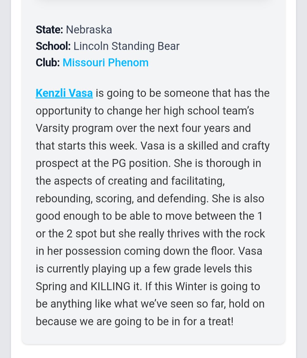 crva51's tweet image. Here is the write up from @PGHNebraska about @KenzliVasa
Thank you @PGHBrooks !
She has been putting in alot of work this summer @nebraskaphenom
@MissouriPhenom
@LSBGrizzlies
@StandingBearGBB