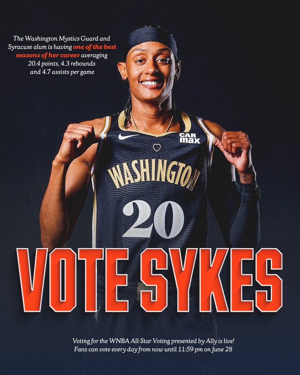 CuseWBB's tweet image. Cast your WNBA All-Star vote for Syracuse alum and current @WashMystics guard @BrittBundlez ‼️‼️
🗳️wnba.com/allstar/vote