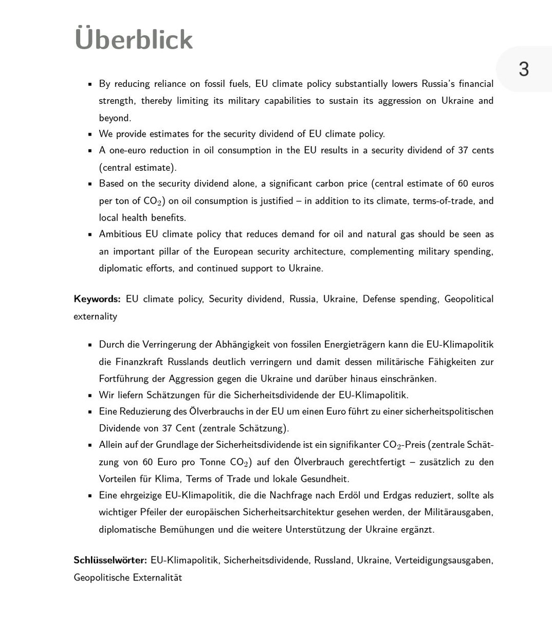 Worth considering this IfW/PIK <a href="/AriadneProjekt/">Kopernikus-Projekt Ariadne zur Energiewende</a> policy brief in this context: 
"Die sicherheitspolitische Dividende von Klimapolitik"
econstor.eu/handle/10419/3…