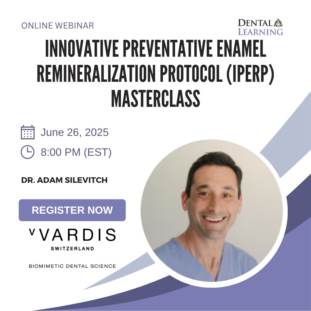 DentalLearning's tweet image. Join us for a cutting-edge IPERP Masterclass with Dr. Silevitch. Explore minimally invasive dentistry through the latest in enamel remineralization, diagnostics, and biomimetic tech. Register now!
hubs.la/Q03rX23D0
#Remineralization #CariesPrevention #ToothPreservation