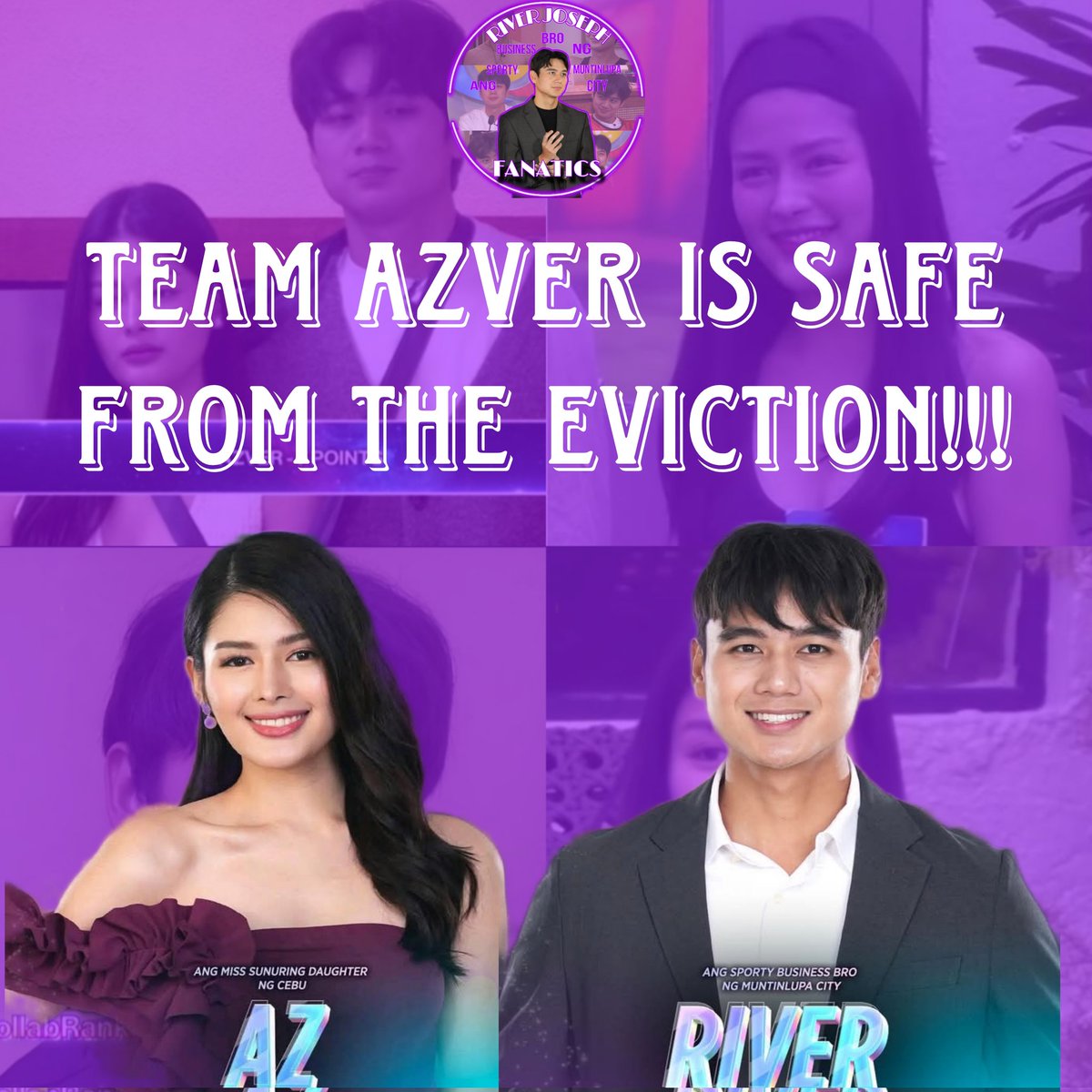 River_Joseph12's tweet photo. The #AzVer's powervote is a MIRACLE 😭✨ thank you so much for all the team #AzVer who will voting wisely this EVICTION💜 and yes... LIGTAS ANG AZVER SA EVICTION 😭🙏�� LABAN NA TALAGA TO HANGGANG DULO 💜✨ 

CONGRATULATIONS AZ Martinez &amp; River Joseph 👏🏻💜🥳

#PBBCollab https://t.co/6lBhq7EvWV