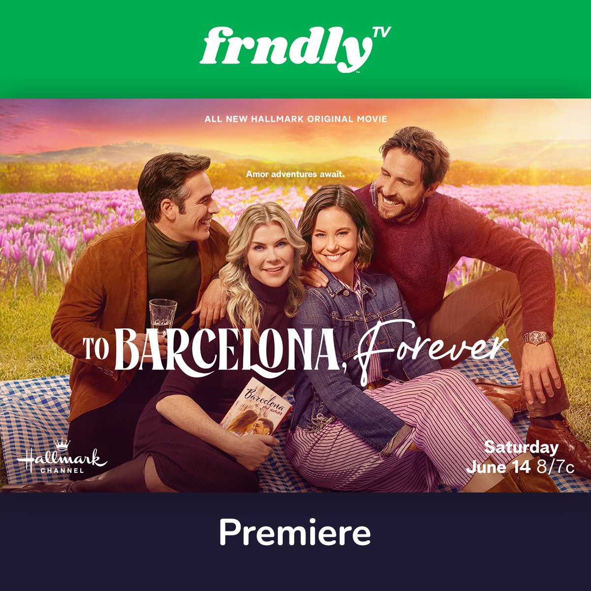 Back in Barcelona for Erica’s engagement, Anna meets a charming farmer and unexpectedly finds herself “engaged” to save his family’s legacy. To Barcelona, Forever premieres Saturday, June 14th at 8/7c on @HallmarkChannel.