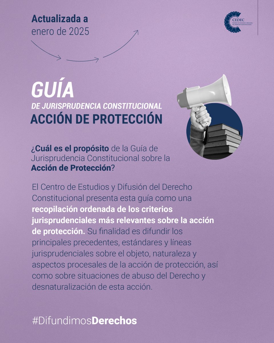 CedecEcuador's tweet image. 📖 Guía de Jurisprudencia Constitucional: Acción de Protección

Conoce los principales criterios de la @CorteConstEcu sobre esta herramienta que protege derechos cuando han sido vulnerados: su objeto, naturaleza y aspectos procesales clave.