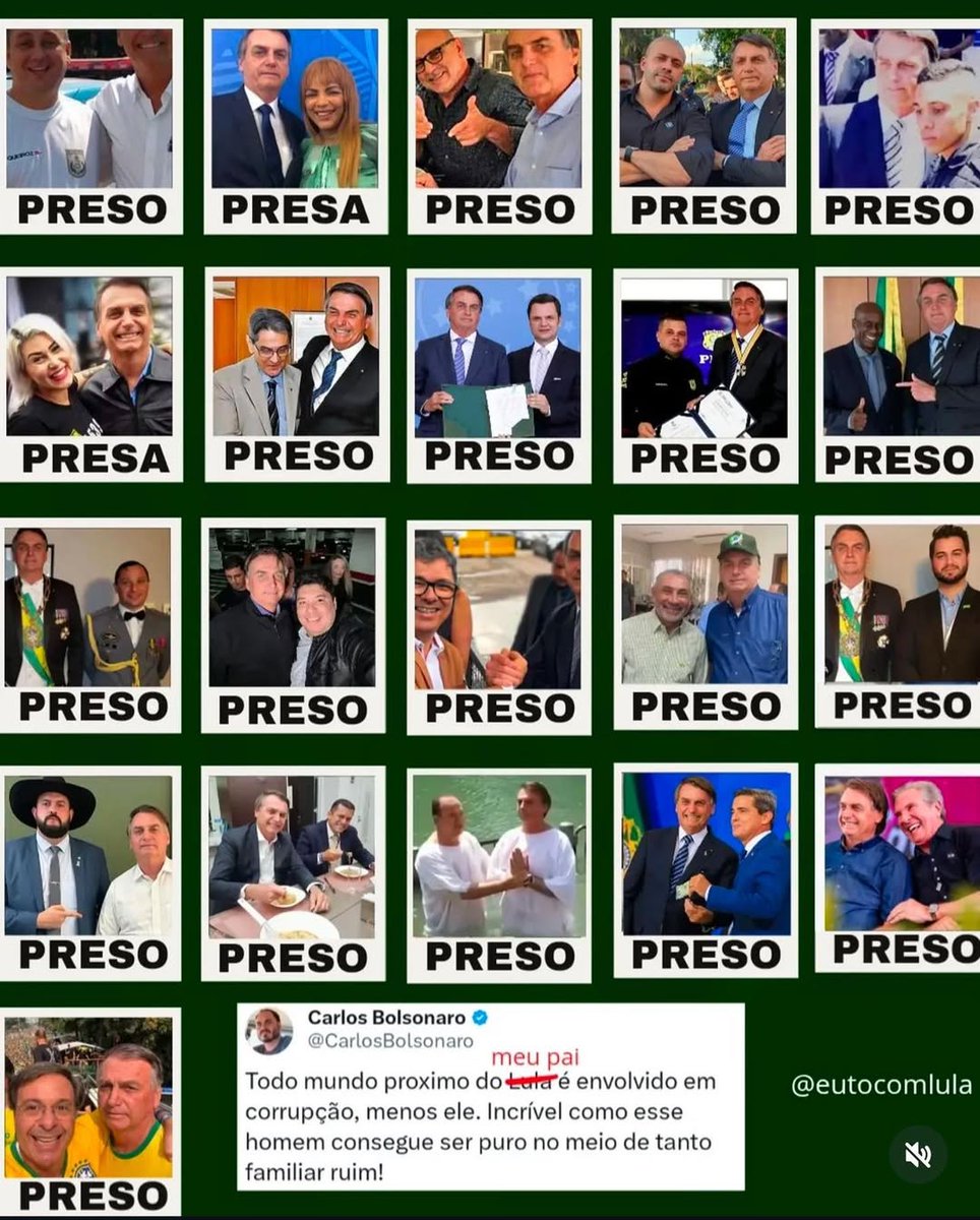 inespandelo's tweet photo. “Todo mundo proximo do Lula é envolvido em corrupção, menos ele. Incrível como esse homem consegue ser puro no meio de tanto familiar ruim!”

Pois é, Carlos Bolsonaro.... impressionante como se encaixa perfeitamente na sua família!

É muita corrupção para pouco "mito"!
#bolsonaro https://t.co/S9YDKAcMJ4