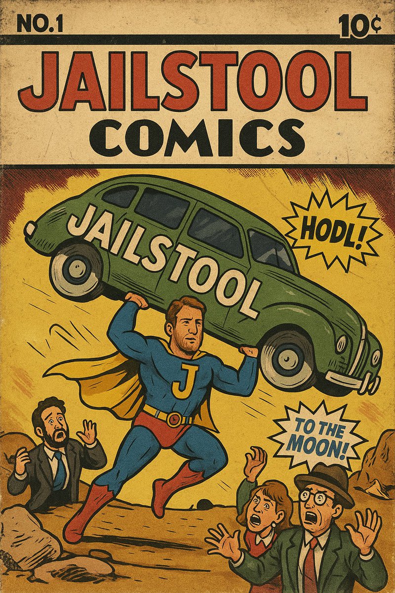 🟨 On this day in 1938…
🟥 Action Comics #1 hit shelves and changed everything.

💥 87 years later, we present: JAILSTOOL COMICS #1
🚗 Portnoy lifts the markets.
💰 Bozos scatter.
🫡 The stool rises.

📈 From Krypton to Crypto — legends never fade.
#HODL #Jailstool #ToTheMoon