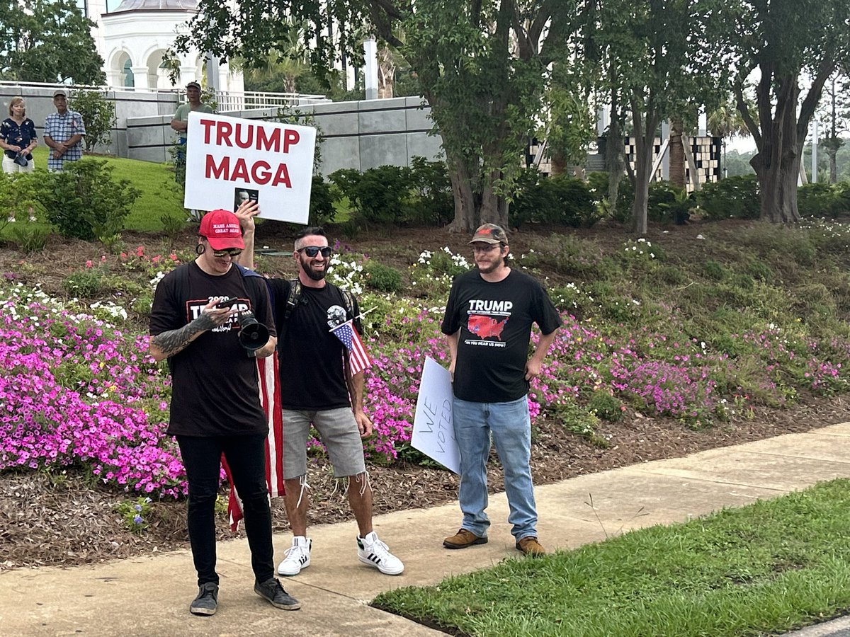 Counter protesters are here. Yelling “they took our jobs” on a megaphone