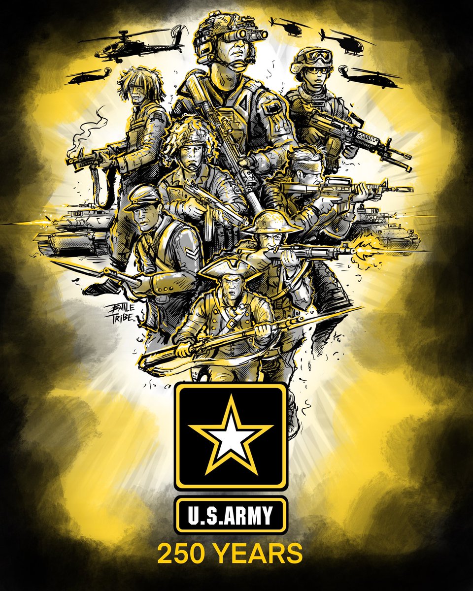 Matt_Rendar's tweet photo. Happy 250th Birthday @USArmy  🇺🇸 #usarmy #birthday #art #Battletribe #soldier https://t.co/fMbYMrFbof