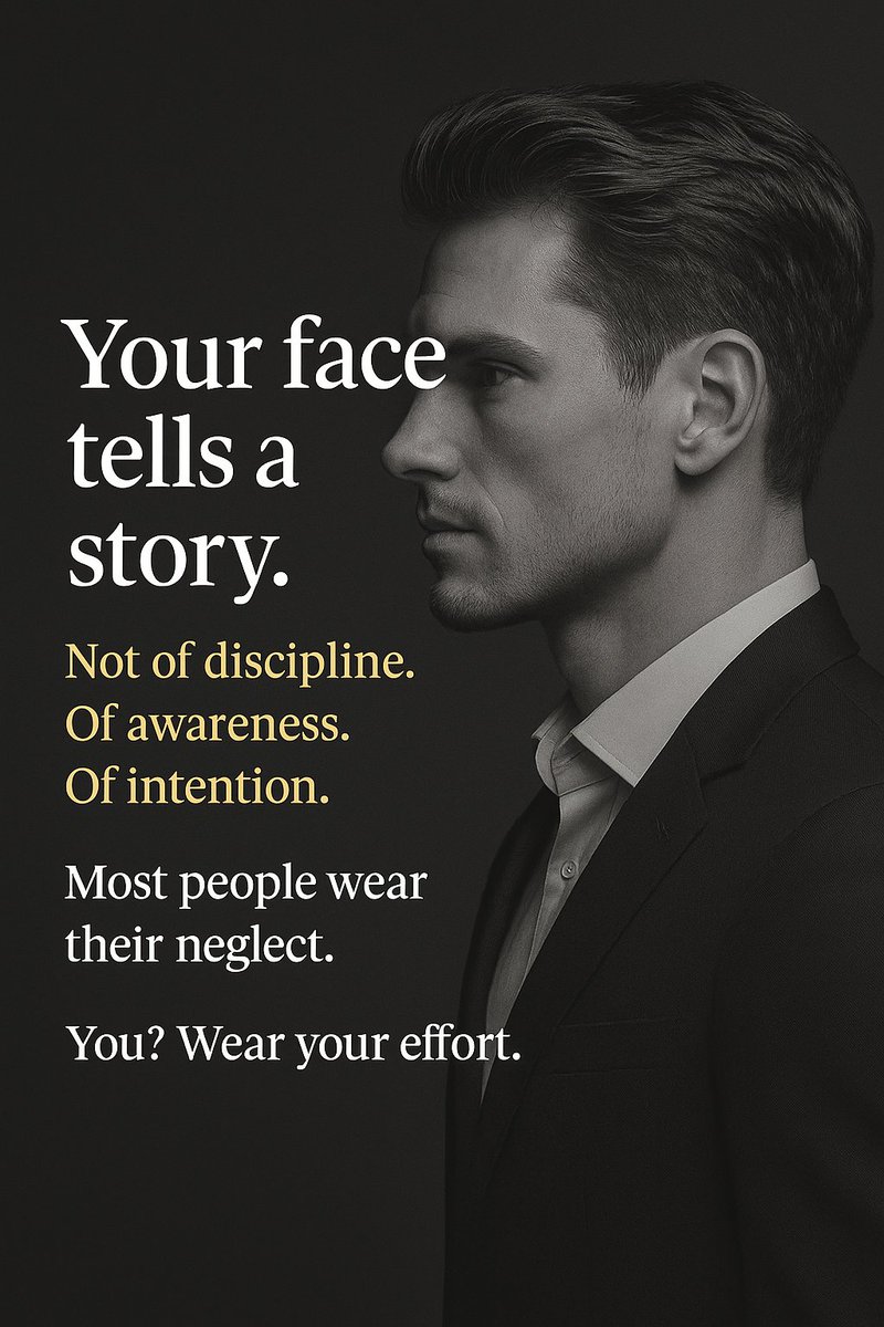 FaceRankedApp's tweet photo. Your face tells a story.
Not of genetics.
But of discipline. Of awareness. Of intention.
Most people wear their neglect.
You? Wear your effort.
#Looksmaxing #FaceRating #GlowUp #AestheticDiscipline https://t.co/p0NCKai9Vq
