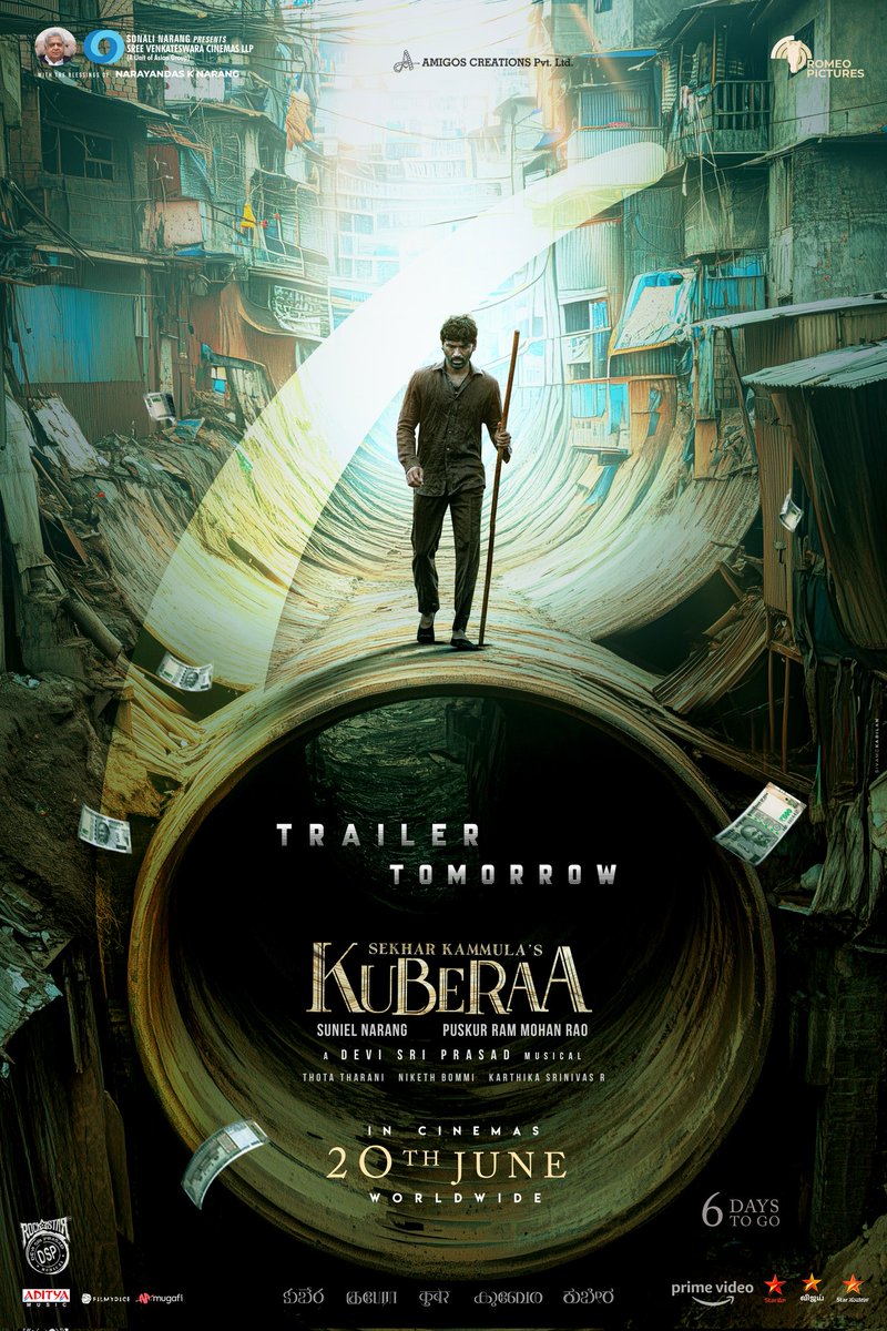 A destiny waiting to be claimed in 6 days…
And the #KuberaaTrailer takes us one step closer to it unfolding from tomorrow! ❤️‍🔥

#Kuberaa in cinemas June 20, 2025.

#Kuberaa #SekharKammulasKuberaa  #KuberaaOn20thJune