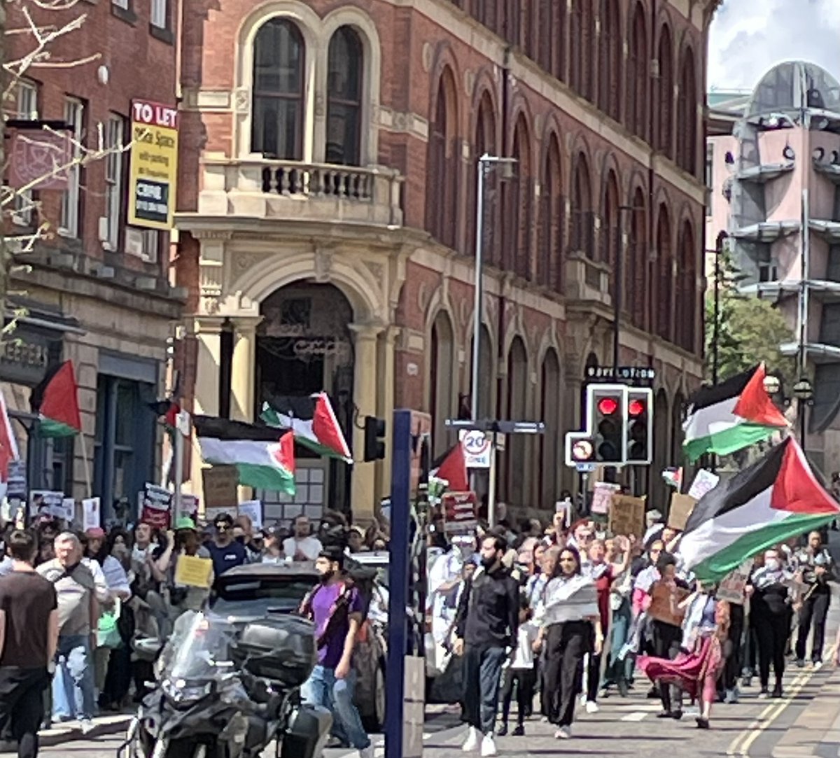1st <a href="/leeds_psc/">Leeds PSC</a> demo after returning from West Bank #Palestine, just days before Israel bombed Iran. People we met &amp; places we saw now locked down by military, families in Gaza in blackout, starving, waking up during surgery #StopTheGenocide #EndTheOccupation #FreePalestine 🇵🇸
