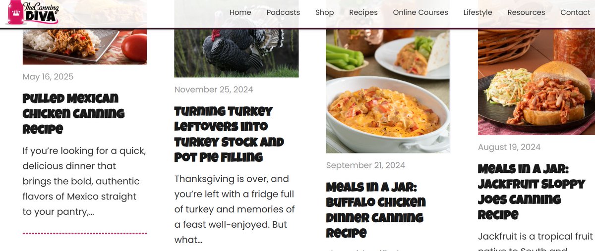 YAY! All of my recipes are available online again!

Thank you so much for your patience while my web team sorted this out for us. So if the Tofu canning recipe caught your eye, or my article showcasing over 30 meals in a jar canning recipes, head over to canningdiva.com