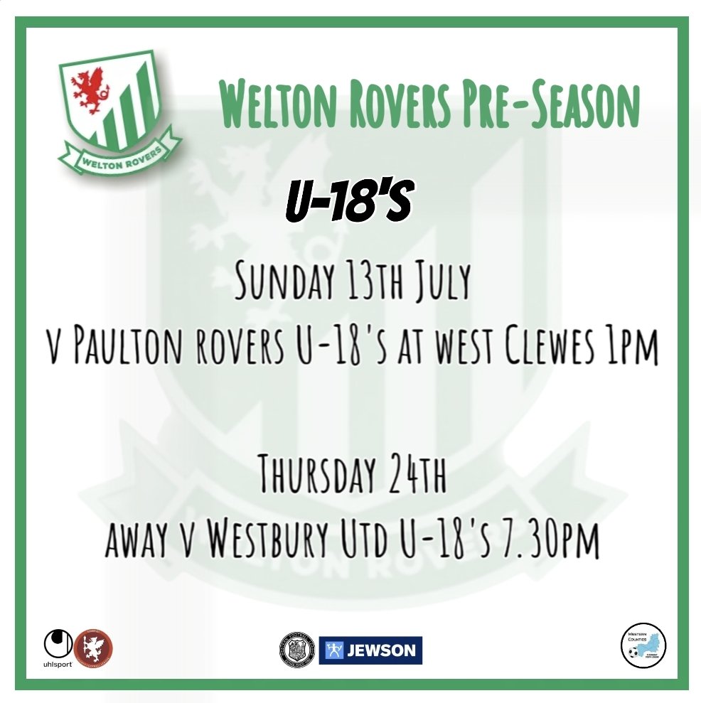 Our youth team pre-season game v Paulton has been moved to Sunday 13th July at West Clewes.