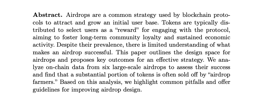 cypher pepe (@cypher_frog) on Twitter photo One of the few breakdowns of airdrops that actually makes sense. No fluff - just clear takes on what worked, what didnt, and why most drops end up flopping. Thx: <a href="/johnnatan_me/">Johnnatan Messias</a> <a href="/yaish_aviv/">Aviv Yaish</a> <a href="/convoluted_code/">Ben Livshits</a>
arxiv.org/pdf/2312.02752 One of the few breakdowns of airdrops that actually makes sense. No fluff - just clear takes on what worked, what didnt, and why most drops end up flopping. Thx: <a href="/johnnatan_me/">Johnnatan Messias</a> <a href="/yaish_aviv/">Aviv Yaish</a> <a href="/convoluted_code/">Ben Livshits</a>
arxiv.org/pdf/2312.02752