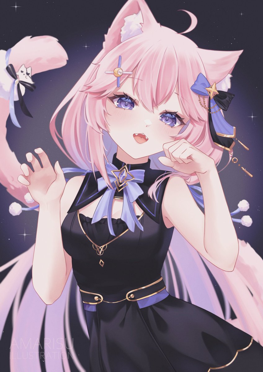 amarisuart's tweet image. HBD to my fav cat girl! #nyanart 💜