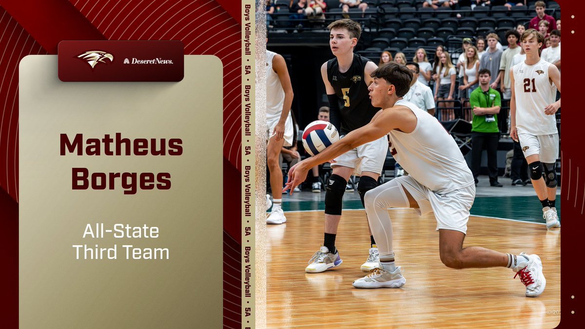 🏐 Congratulations to Matheus Borges on earning Deseret News 5A All-State Third Team honors! Your dedication to Maple Mountain Boys Volleyball shines bright! #EaglePride #maplemountainsports