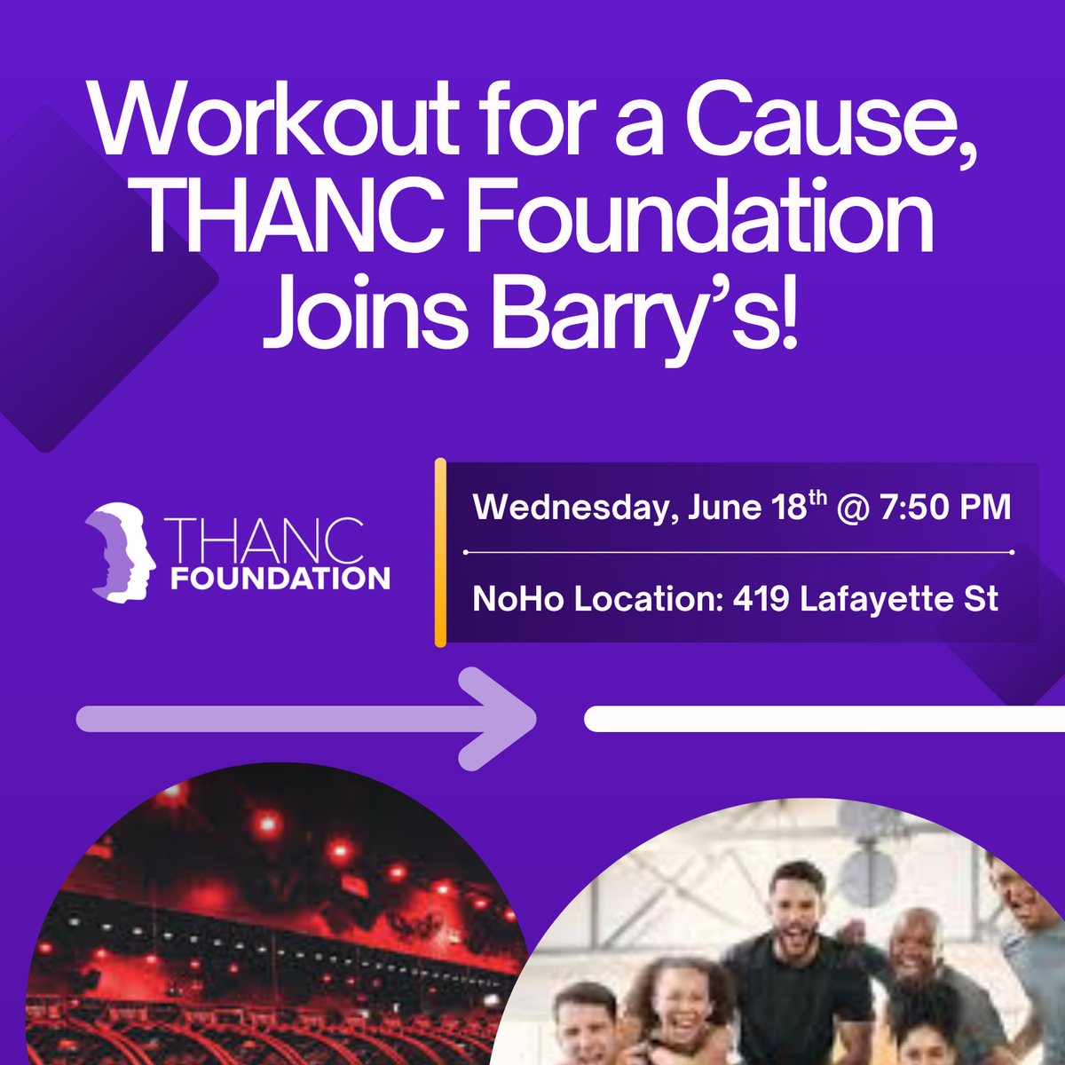 Join THANC at Barry’s NoHo in NYC for a workout that gives back 💪 June 18 @ 7:50 PM. Just $45 to register 👉 thanc.me/Barrys-2025?ut…