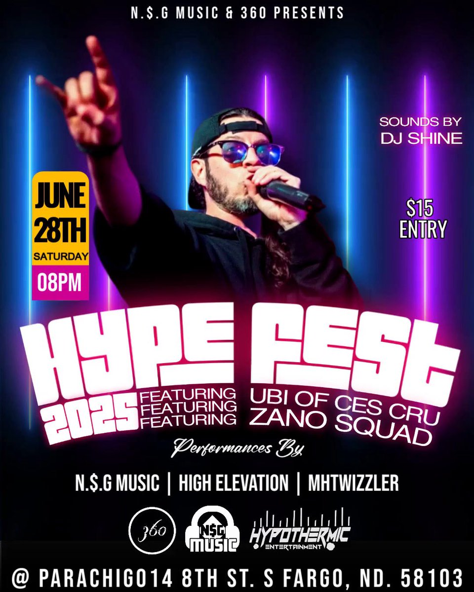 ‼️SHOW ANNOUNCEMENT‼️

We will be opening up for Ubiquitous from legendary rap duo CES CRU for this year’s Hype Fest💥
This show is 2 weeks from today and is ALL AGES🥳 shout out to N.$.G Music🔥