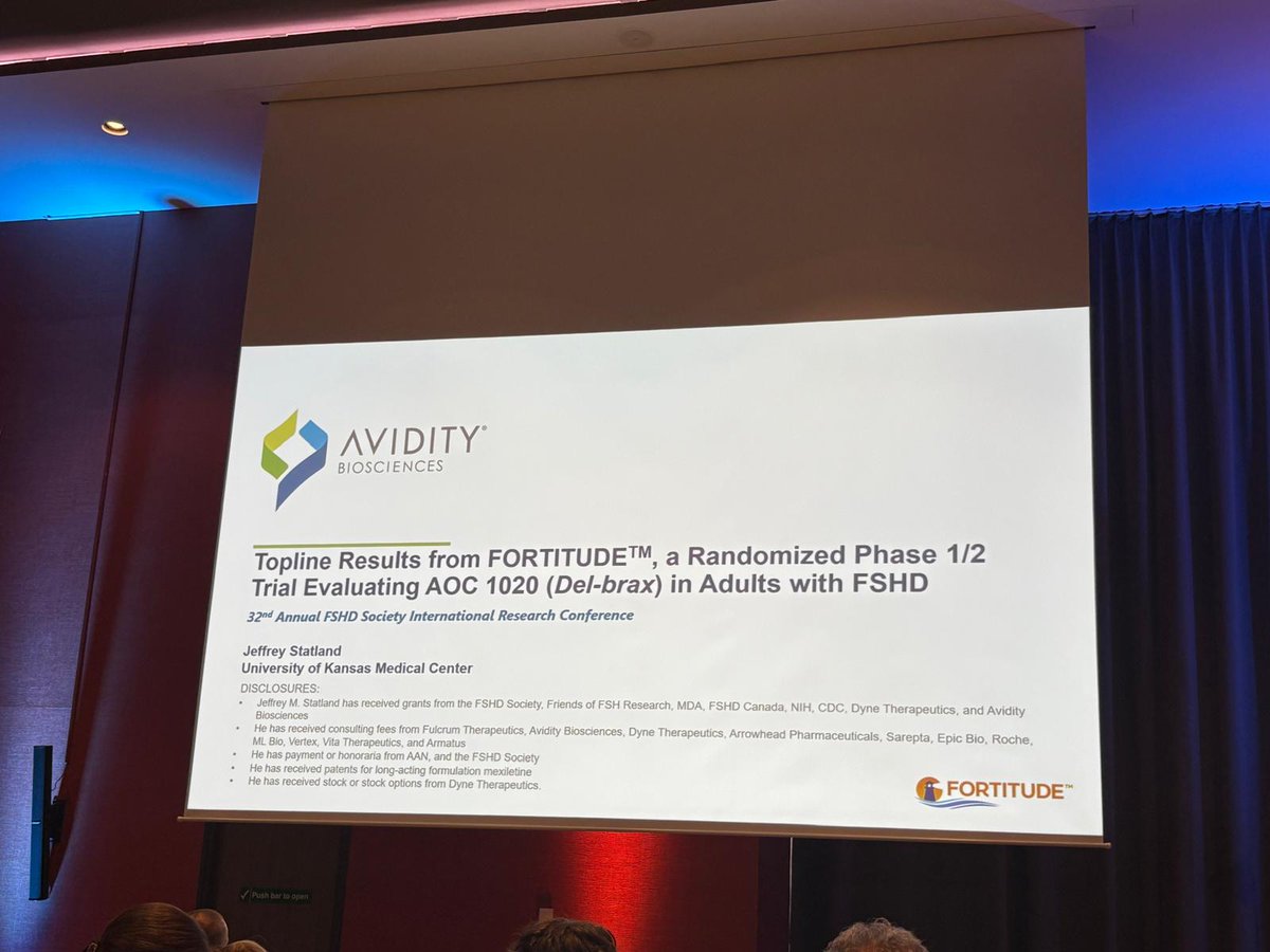 FSHDUK (@fshdukgroup) on Twitter photo A fully packed agenda with 30+ presentations at the #IRC2025Conference in Amsterdam - attended by many of the FSHD UK team. Following on from Avidity Biosciences news this week, today Dr Checkland presented the top line results from the Randomised Phase 1/2 FORTITUDE trial. A fully packed agenda with 30+ presentations at the #IRC2025Conference in Amsterdam - attended by many of the FSHD UK team. Following on from Avidity Biosciences news this week, today Dr Checkland presented the top line results from the Randomised Phase 1/2 FORTITUDE trial.