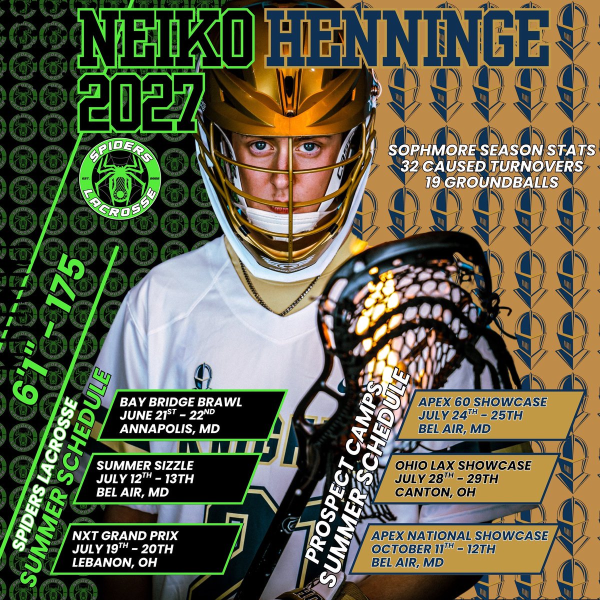One week away from our first tournament!! Can’t wait to get back on the field and start competing with my <a href="/Spiders_LC/">Spiders Lacrosse Club</a> team!! 🔥🔥🔥
#hwpo #outworkeveryone
<a href="/Hoban_lacrosse/">Hoban Lacrosse</a> <a href="/Prep_Lacrosse/">Prep Lacrosse 🥍</a> <a href="/SpidersRecruits/">Spiders Lacrosse Recruits</a> <a href="/Carlin_Isles/">Carlin Isles, OLY, MBA</a> <a href="/CLELaxNews_216/">Cleveland Lacrosse News</a> <a href="/OhioBoysLax/">Ohio Boys Lax Report</a> <a href="/Inside_Lacrosse/">Inside Lacrosse</a>