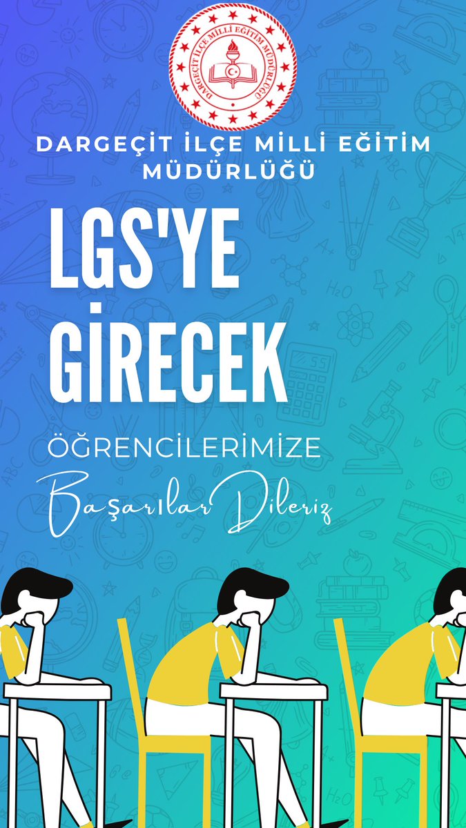 15 Haziran Pazar günü LGS sınavına girecek tüm öğrencilerimize başarılar dileriz. 
Yorucu geçen bu maratonun sonunu BAŞARI ile taçlandırmanız dileği ile. 
<a href="/tcmeb/">Millî Eğitim Bakanlığı</a> 
<a href="/Yusuf__Tekin/">Yusuf Tekin</a> 
<a href="/ali_eyyupkoca/">Ali Eyyupkoca</a> 
<a href="/mardinilmem/">Mardin İl Millî Eğitim Müdürlüğü</a>