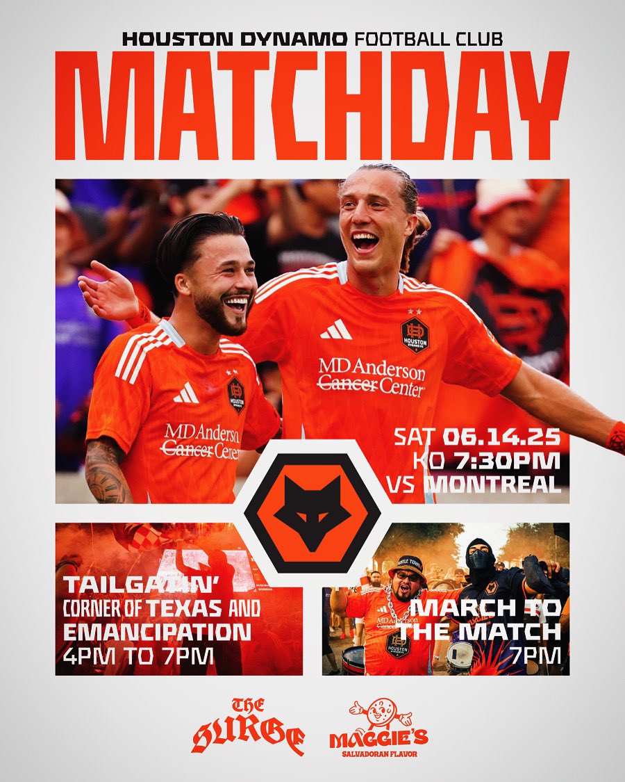 ‼️MATCHDAY‼️

We’re back! The Orange need to make an Impact tonight vs Montreal. We will be tailgatin at the corner of Texas and Emancipation from 4pm to 7pm. All are welcome, BYOB. March to the Match soon afterwards. KO 7:30pm.

CON TODO DYNAMOOOO! 🧡