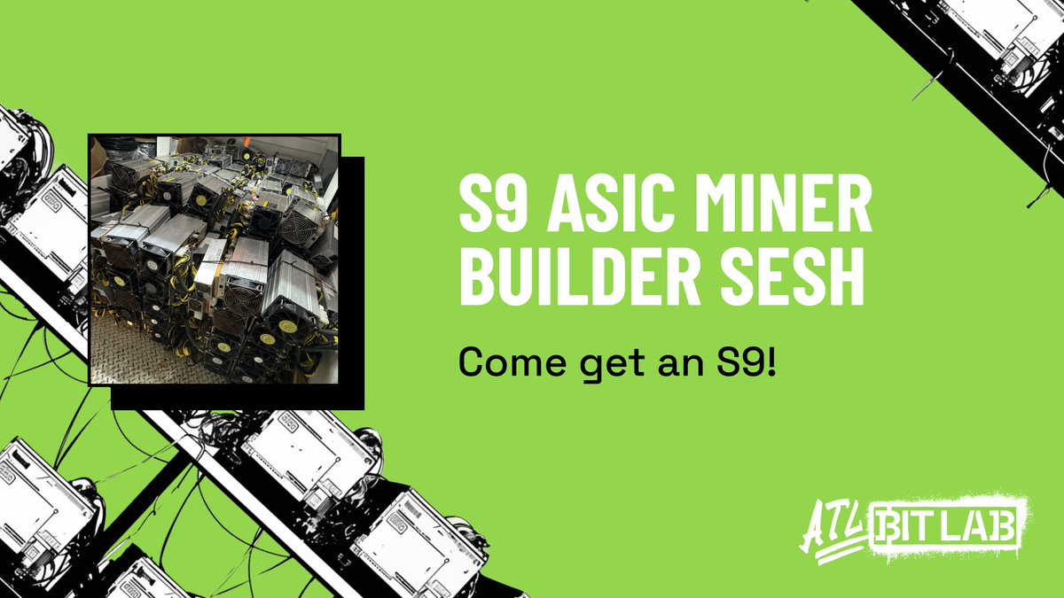 Today we are working with Antminer S9 bitcoin miners in the Lab! Join us IRL if you want to take a miner home with you: meetup.com/atlbitlab/even…