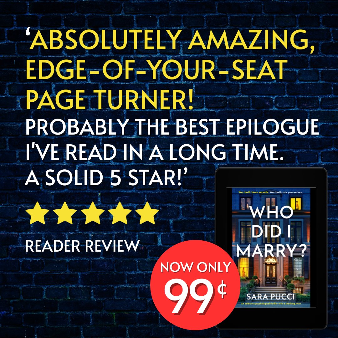 Storm Publishing (@stormbooks_co) on Twitter photo 🔥 Last chance to get your hands on Who Did I Marry? by <a href="/sarapucciauthor/">Sara Pucci</a> for only $0.99 in the US and £0.99 in the UK!
🖤 Treat yourself to a nail-biting psychological thriller in ebook today: geni.us/1032-rd-two-am
#domesticthriller 🔥 Last chance to get your hands on Who Did I Marry? by <a href="/sarapucciauthor/">Sara Pucci</a> for only $0.99 in the US and £0.99 in the UK!
🖤 Treat yourself to a nail-biting psychological thriller in ebook today: geni.us/1032-rd-two-am
#domesticthriller