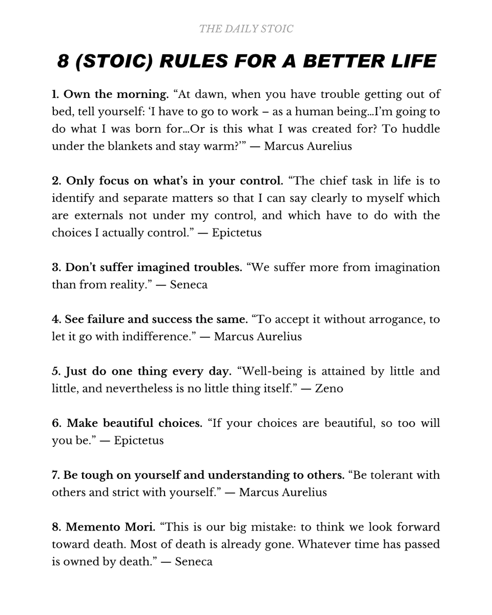 8 (Stoic) Rules for a Better Life