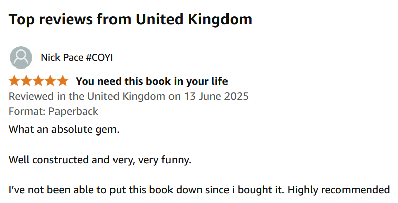 A review has flooded in for Sticky Ends! (Comedy death poems by me, illustrations by <a href="/Banxcartoons/">Banx</a> ). Only need a few hundred more😆 so if you feel like helping out and having a laugh at the Grim Reaper...  mccawmedia.co.uk or helamzn.to/405MTlE 
#booktwt #humour