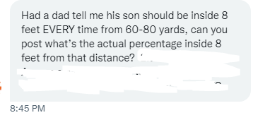 LouStagner's tweet image. This isn’t helping kids, it’s hurting them.

Pushing for perfection is how young golfers burn out, grow to hate the game, and quit the moment they’re out from under their parents roof.

From 60-80 yards in the fairway, PGA Tour players hit it inside eight feet 25.4% of the time.…
