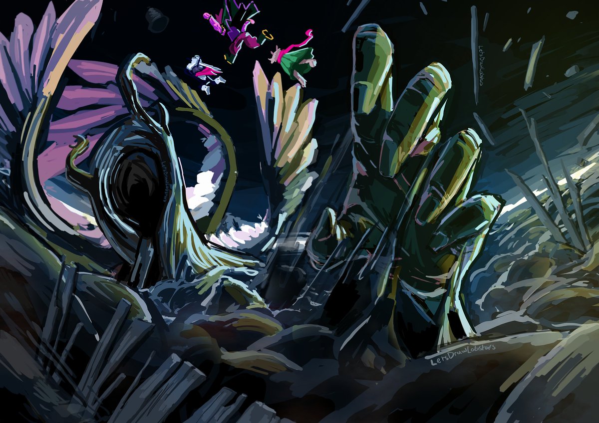 another delatrune fan art of the fun gang vs the Titan #DELTARUNE #deltarunespoilers #deltarunechapter4