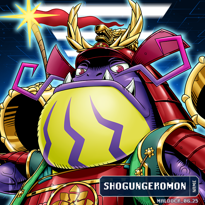 yanasunqu's tweet photo. @rustybug_ ShogunGekomon, The War Era Leader 🎇⌛️🚩

Not only does he possess devastating power, he is also a great strategist and can induce others to join his troops. It is said that he reverts to Tonosama Gekomon when peace comes.

Renamed WarlordGekomon in the West

#Digimon #デジモン https://t.co/XHTLyD7wYF