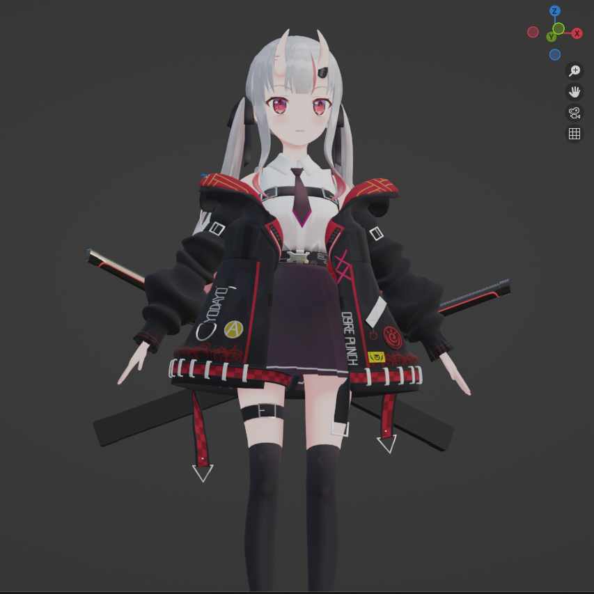 百鬼あやめ 「#blender #3DCG テクスチャとリグ終わった!(たぶん) 余さんかわい」|amanuyaのイラスト