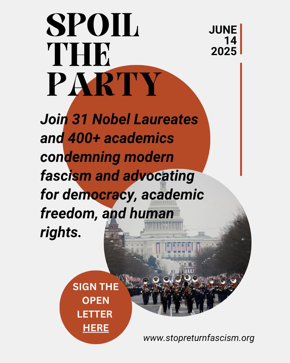 Manifesto di Londra (@manifestolondra) on Twitter photo Not dear <a href="/realDonaldTrump/">Donald J. Trump</a>, your birthday military parade makes the US look like North Korea. Don't be surprised if 31 Nobel Prizes and +400 international scholars from +30 countries denounce the return of #fascism. stopreturnfascism.org Not dear <a href="/realDonaldTrump/">Donald J. Trump</a>, your birthday military parade makes the US look like North Korea. Don't be surprised if 31 Nobel Prizes and +400 international scholars from +30 countries denounce the return of #fascism. stopreturnfascism.org